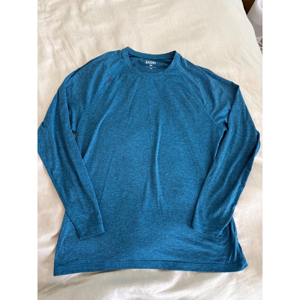 Rhone Reign Long‎ Sleeve Performance Tee Blue Heather XL Moisture Wicking